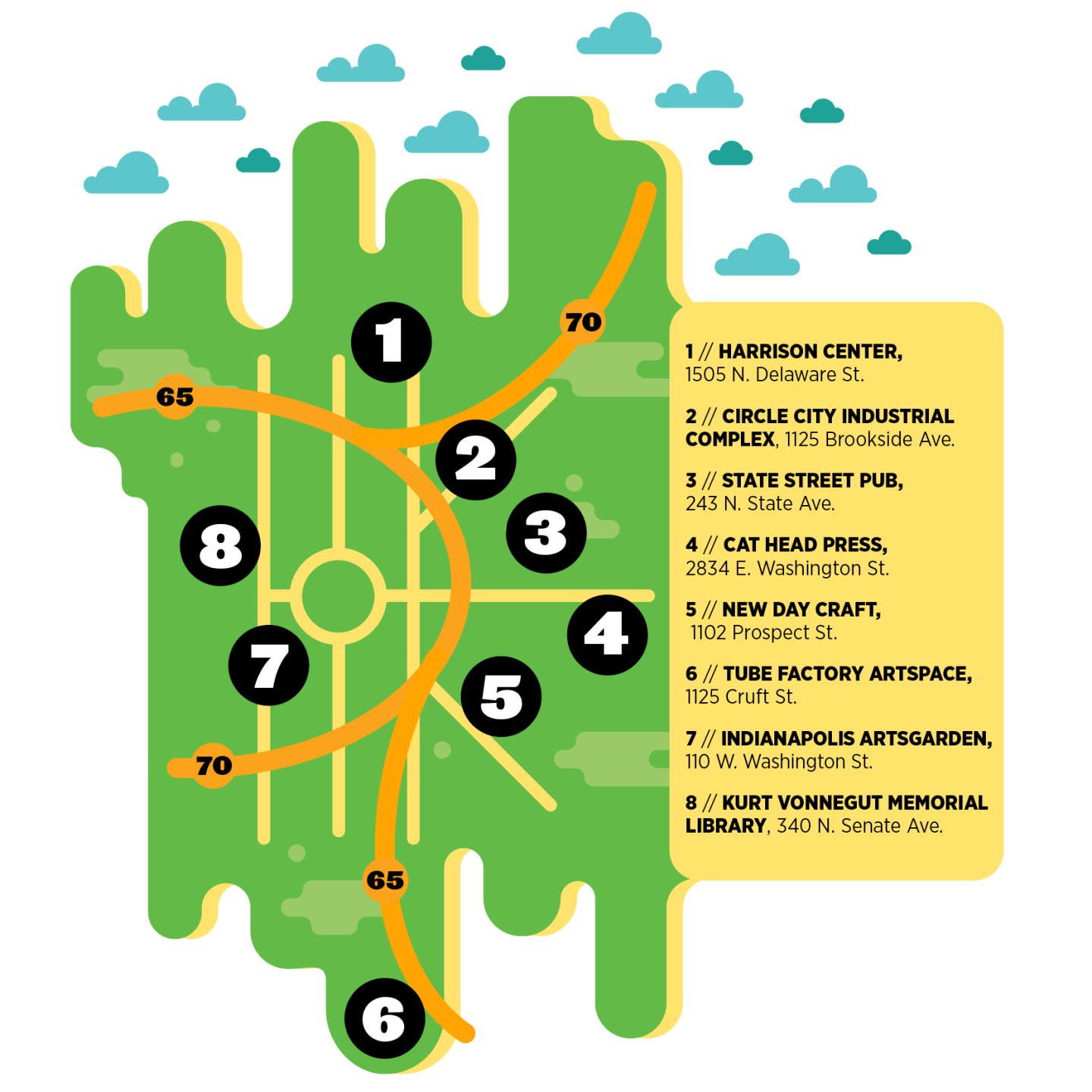 Map of select First Friday venues